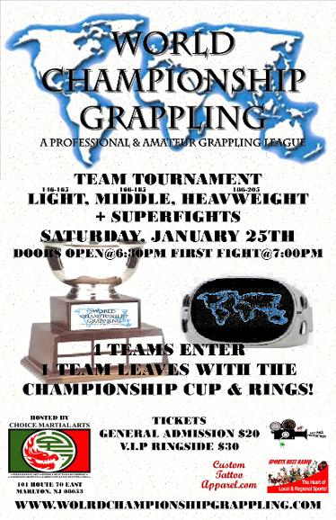 world championship grappling presents a Team Tournament plus superfights